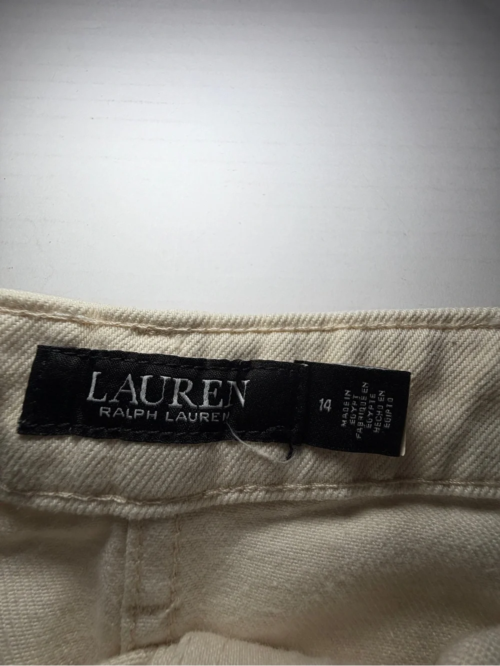 Lauren Ralph Lauren Cream Button-Front Denim Mini Skirt